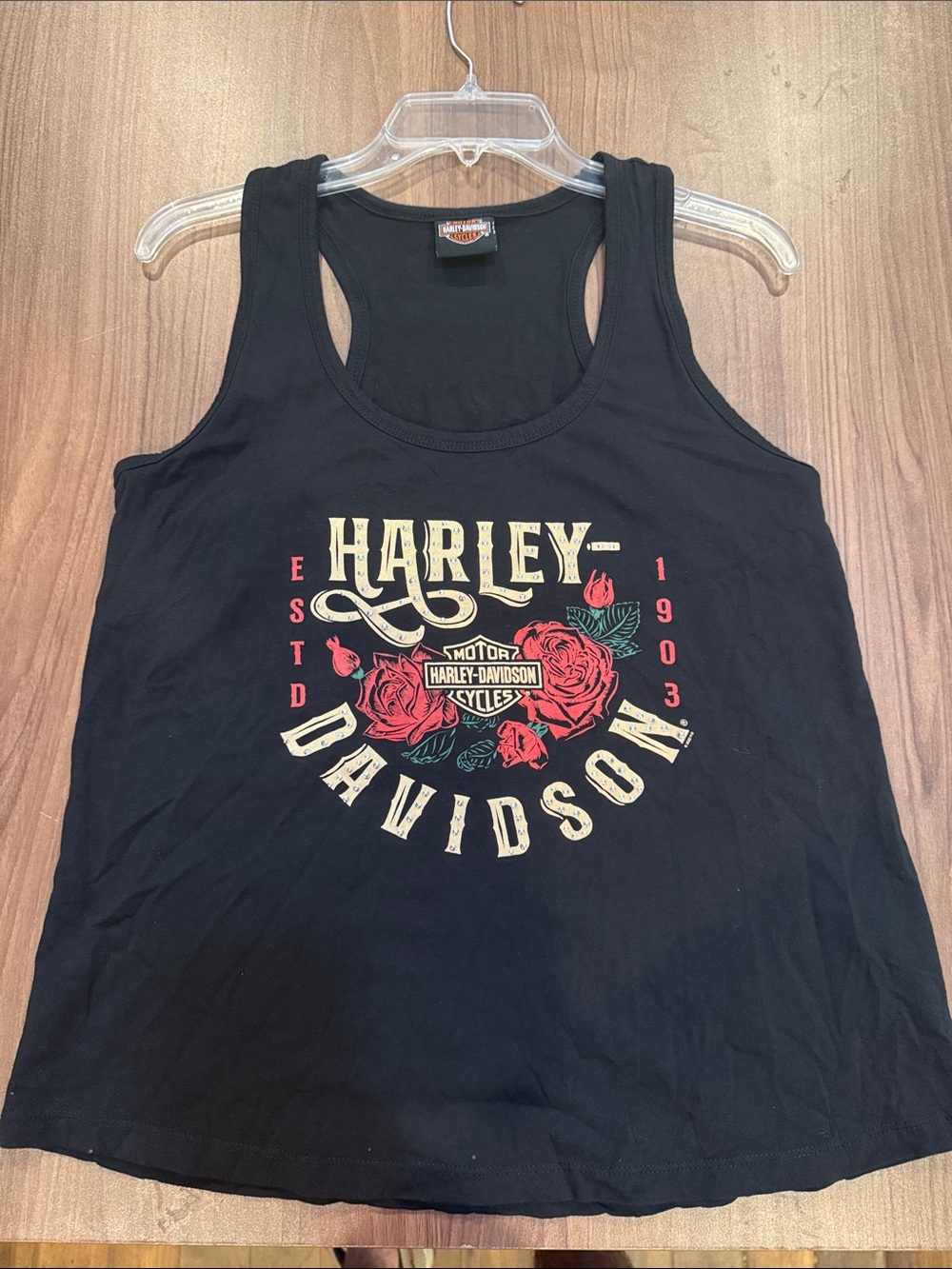 Harley-Davidson Black Tank with Red Rose Logo